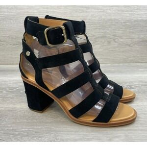 UGG‎ Macayla Women's Black Leather Sandal 7.5 Slingback Gladiator Comfort Buckle
